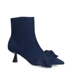 Blauwe denim enkellaarsjes met hak