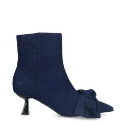 Blauwe denim enkellaarsjes met hak