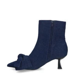 Blauwe denim enkellaarsjes met hak