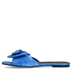 Blauwe slippers met strik