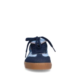 Blauwe suède sneakers met denim details