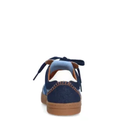 Blauwe suède sneakers met denim details