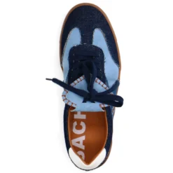 Blauwe suède sneakers met denim details