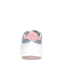 Blauwe suède sneakers met witte details