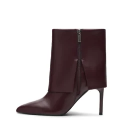 Bordeaux flap enkellaarsjes met hak