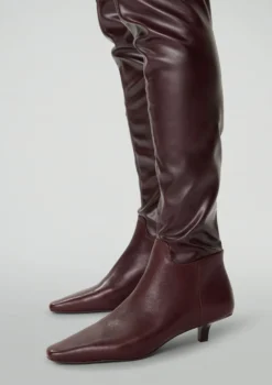 Bordeaux hoge stretch laarzen met kitten heel