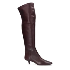 Bordeaux hoge stretch laarzen met kitten heel