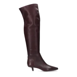 Bordeaux hoge stretch laarzen met kitten heel