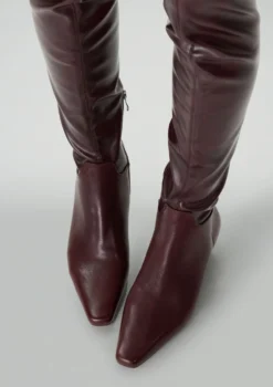 Bordeaux hoge stretch laarzen met kitten heel