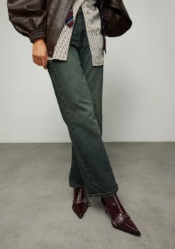 Bordeaux lak leren enkellaarsjes met buckles