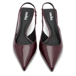 Bordeaux lak slingback pumps