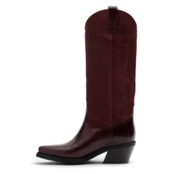 Bordeaux leren cowboylaarzen suède details