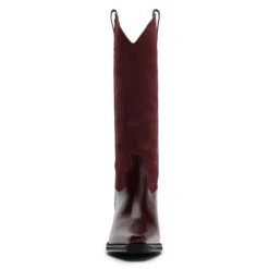 Bordeaux leren cowboylaarzen suède details