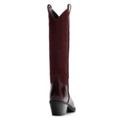 Bordeaux leren cowboylaarzen suède details