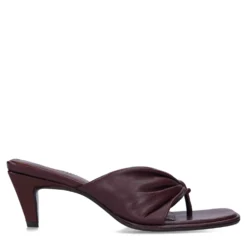 Bordeaux leren slippers met hak