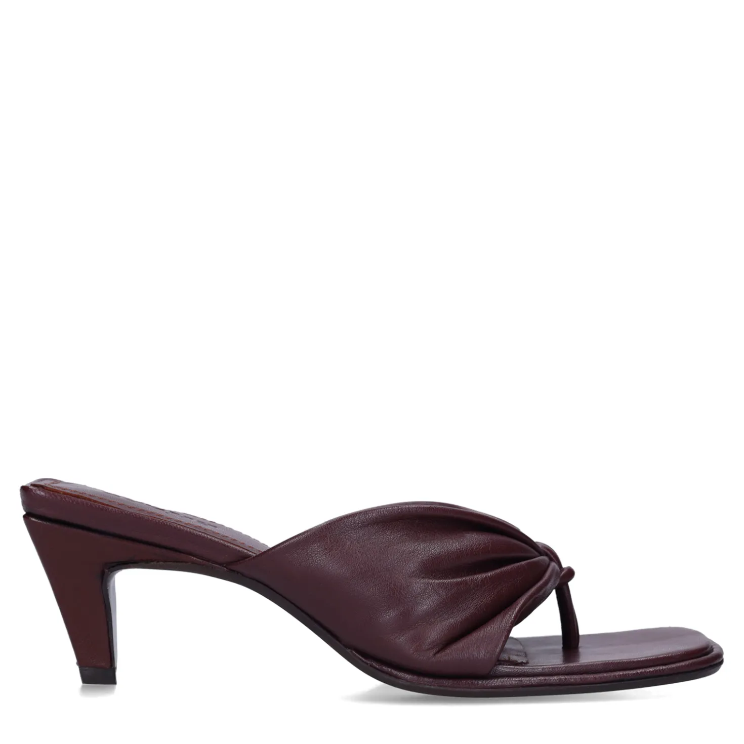 Bordeaux leren slippers met hak