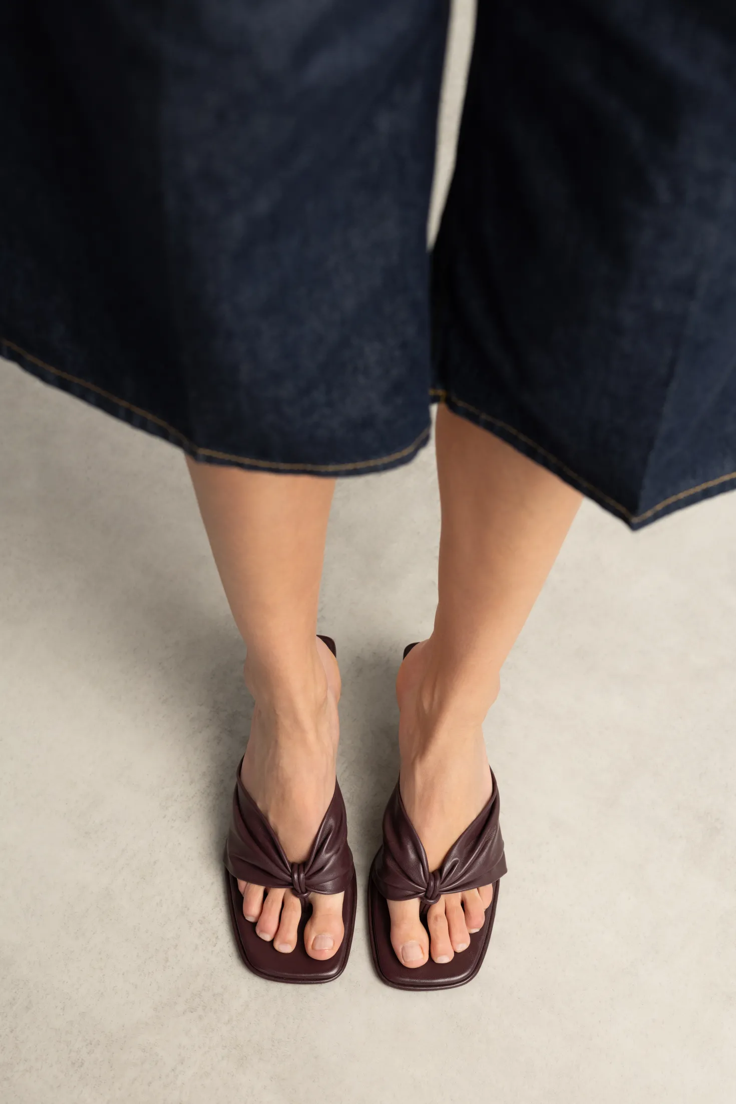 Bordeaux leren slippers met hak