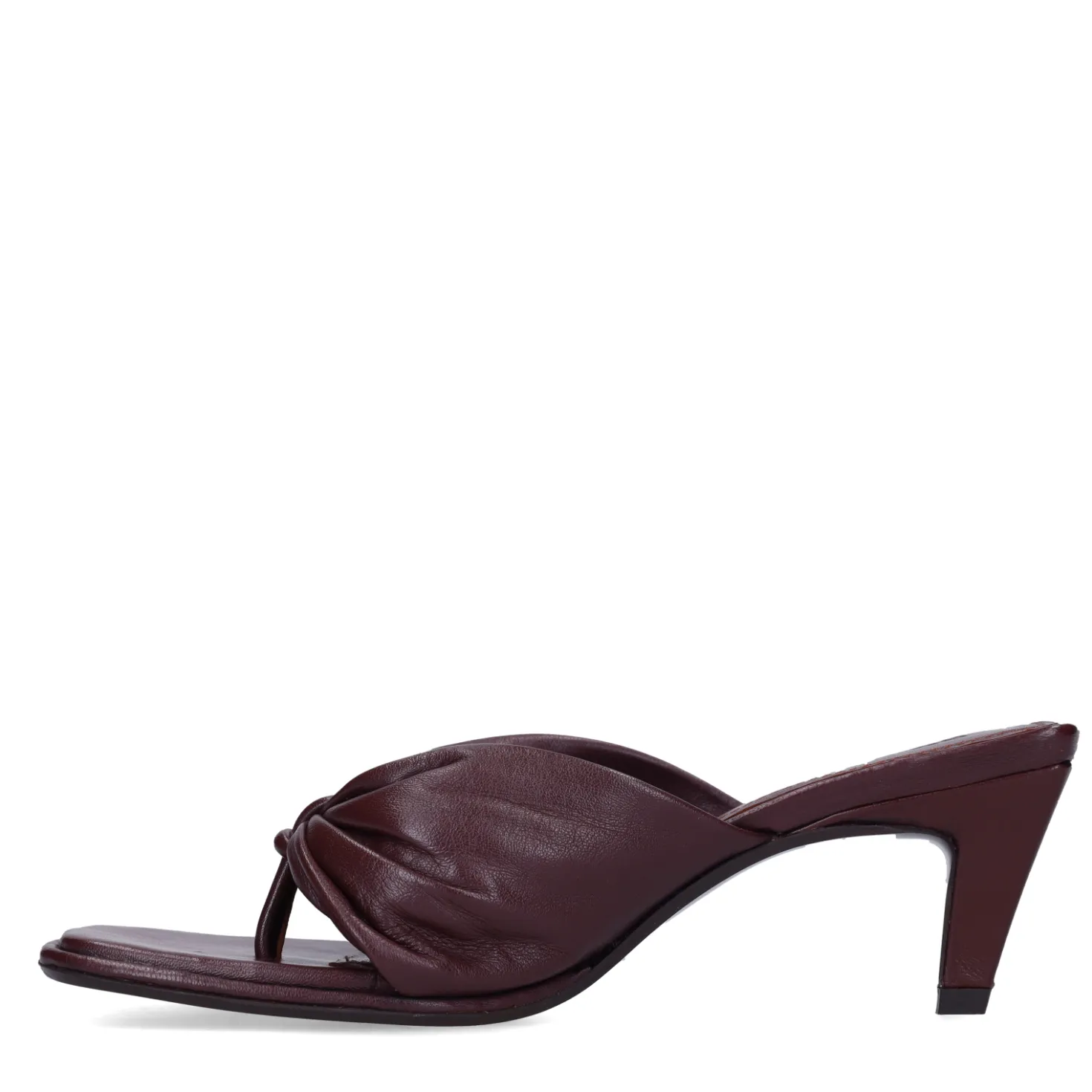 Bordeaux leren slippers met hak