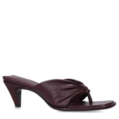 Bordeaux leren slippers met hak