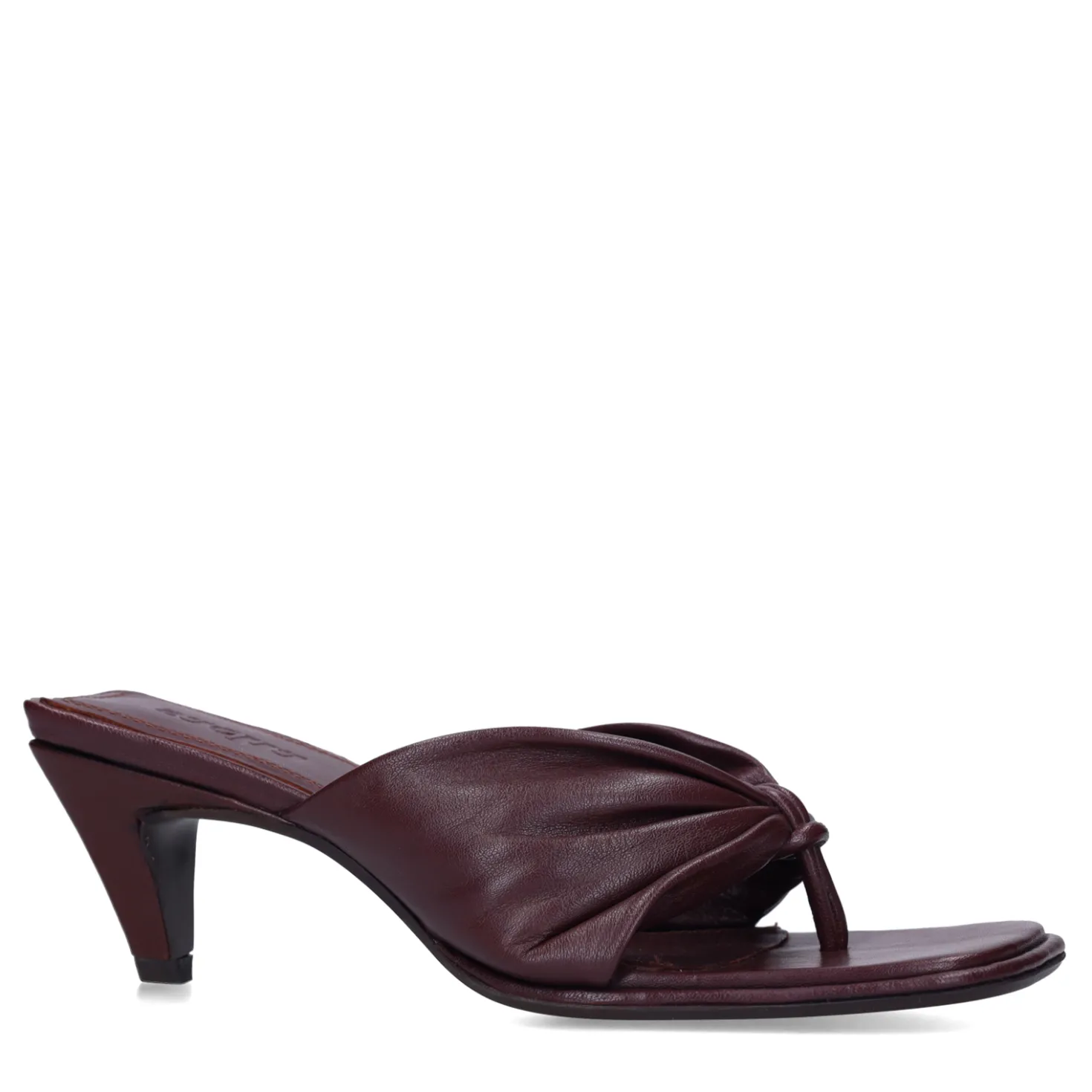 Bordeaux leren slippers met hak
