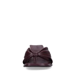 Bordeaux leren slippers met hak