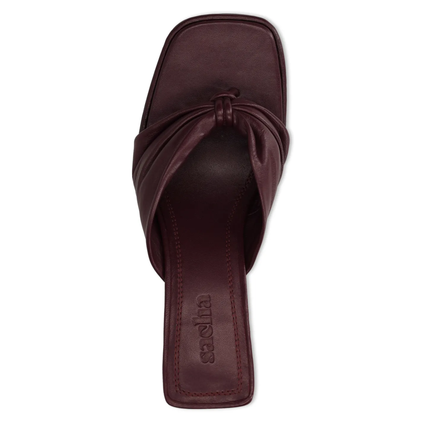 Bordeaux leren slippers met hak