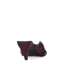Bordeaux leren slippers met hak