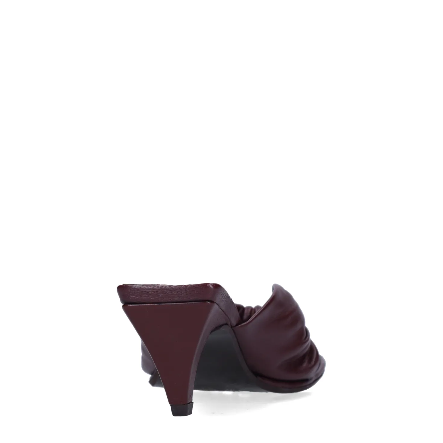 Bordeaux leren slippers met hak