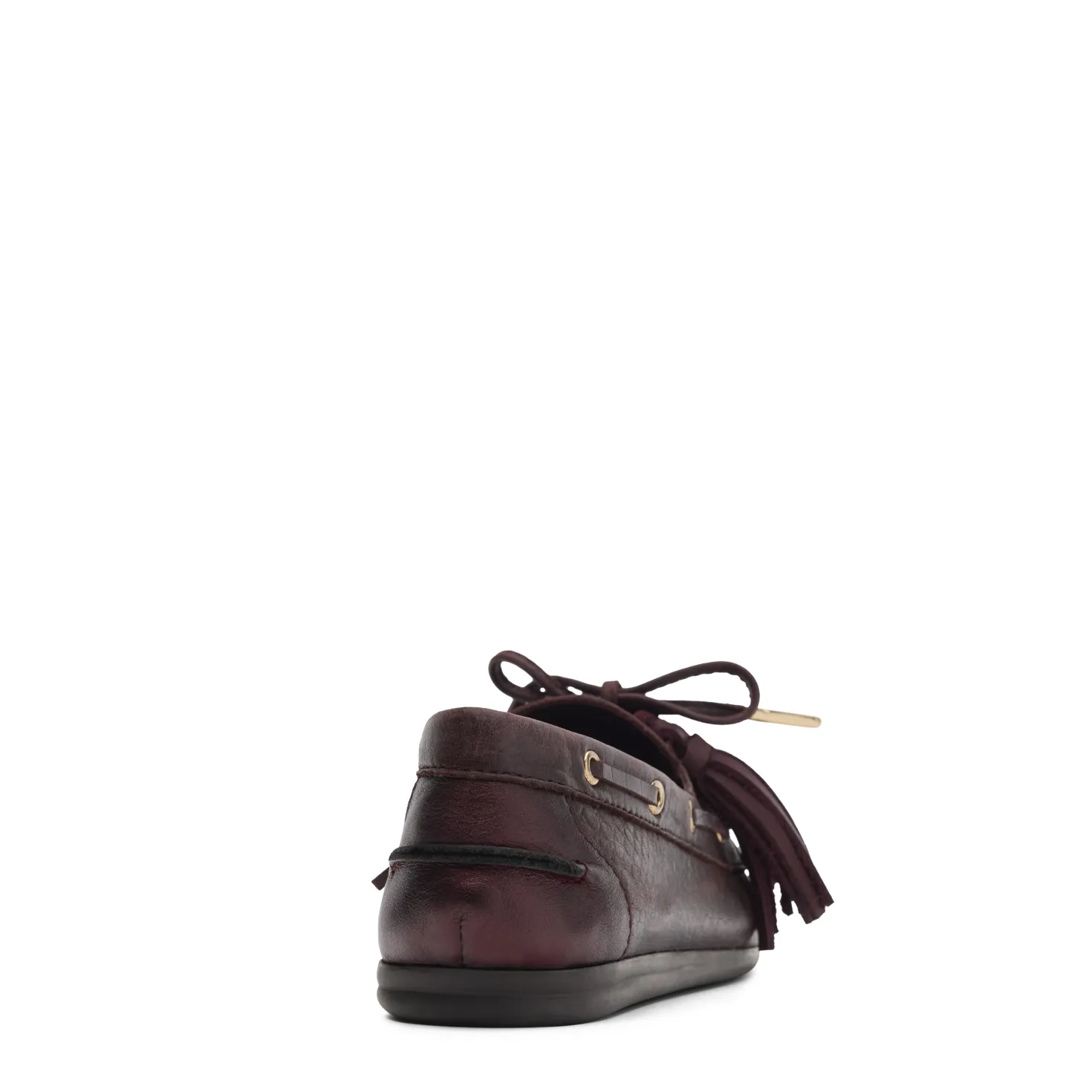 Bordeaux rode leren bootschoenen met flosjes