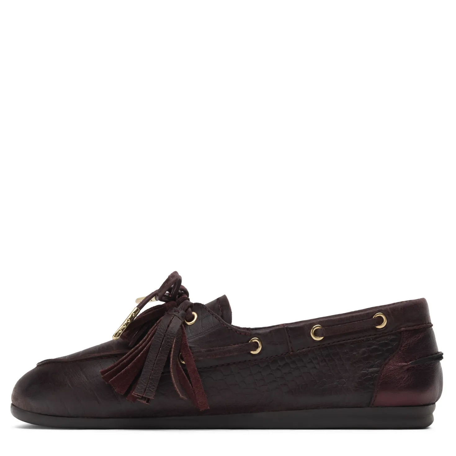 Bordeaux rode leren bootschoenen met flosjes