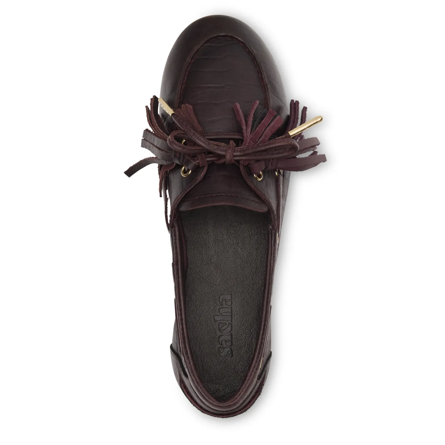 Bordeaux rode leren bootschoenen met flosjes