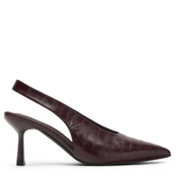 Bordeaux rode slingbacks met croco print