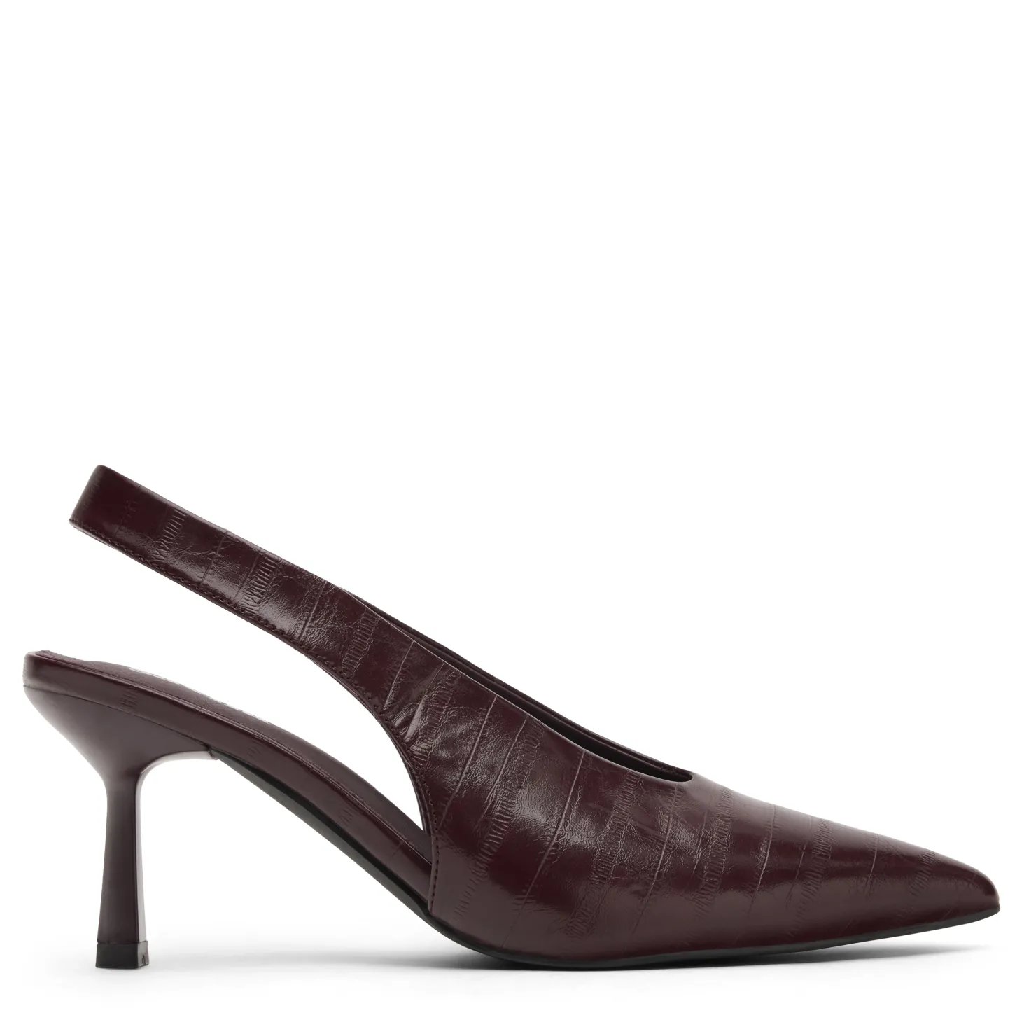 Bordeaux rode slingbacks met croco print