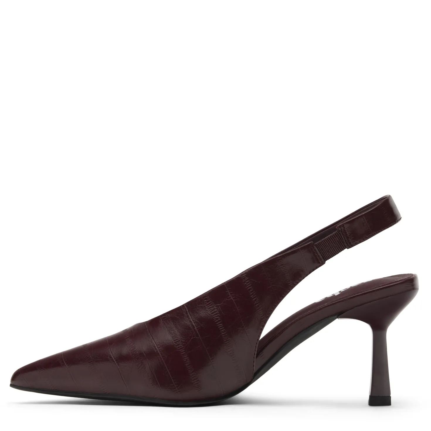 Bordeaux rode slingbacks met croco print