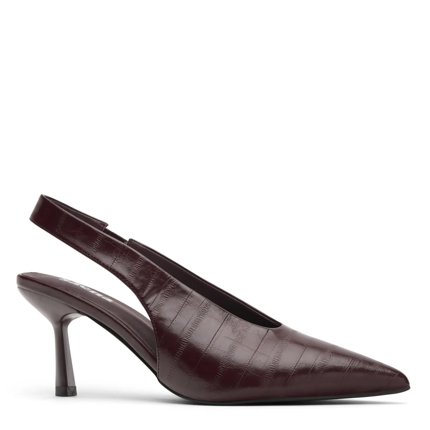 Bordeaux rode slingbacks met croco print