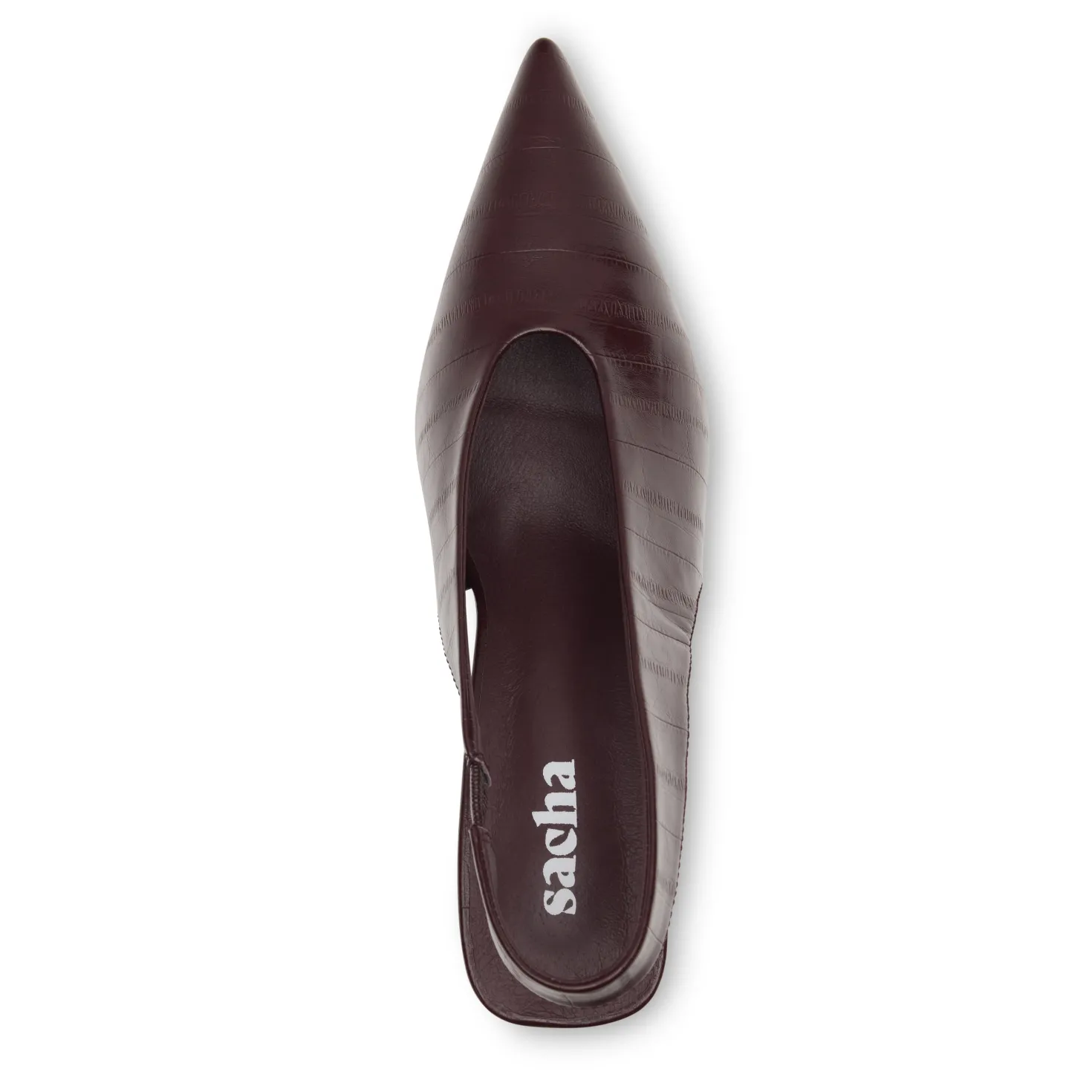 Bordeaux rode slingbacks met croco print