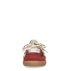 Bordeaux rode suède sneakers met dubbele veters