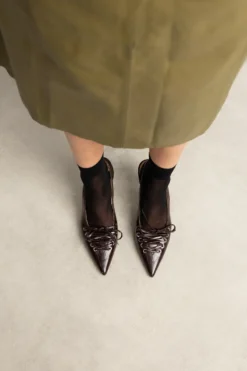 Bordeaux slingbacks met veters