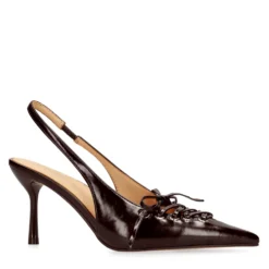 Bordeaux slingbacks met veters