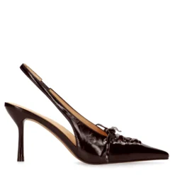 Bordeaux slingbacks met veters