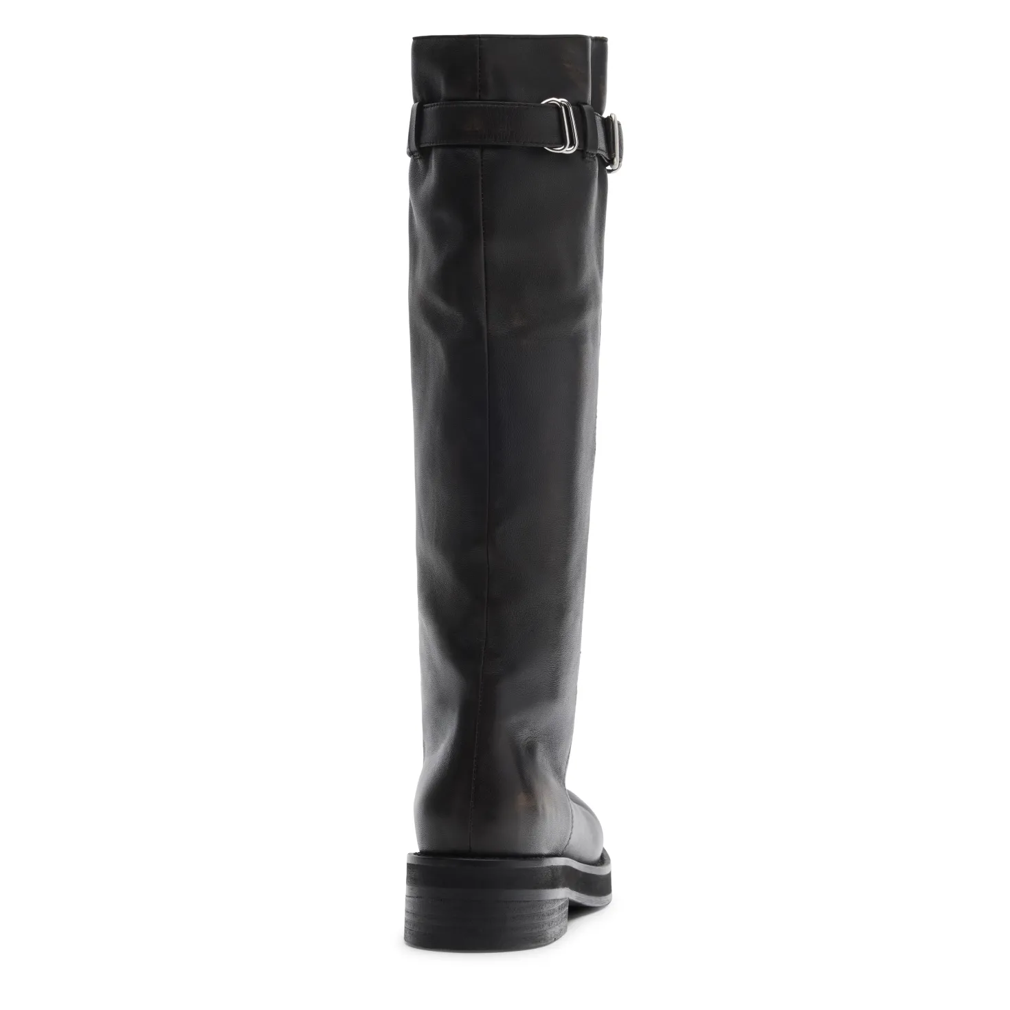 Brownwashed leren buckle biker boots