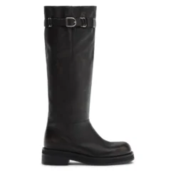 Brownwashed leren buckle biker boots