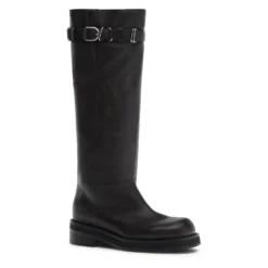 Brownwashed leren buckle biker boots