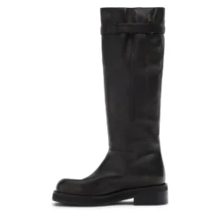 Brownwashed leren buckle biker boots