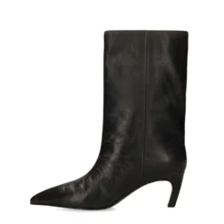 Brownwashed leren enkellaarsjes met hak