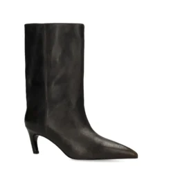 Brownwashed leren enkellaarsjes met hak