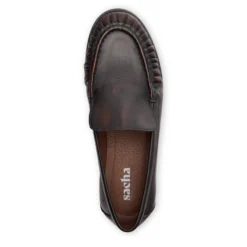 Brownwashed leren loafers met rimpel design