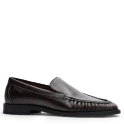 Brownwashed leren loafers met rimpel design