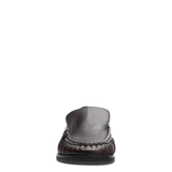 Brownwashed leren loafers met rimpel design
