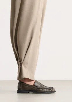 Brownwashed leren loafers met rimpel design